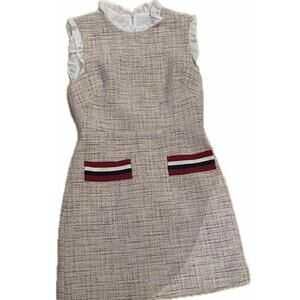 Sandro ruffled tweed dress in